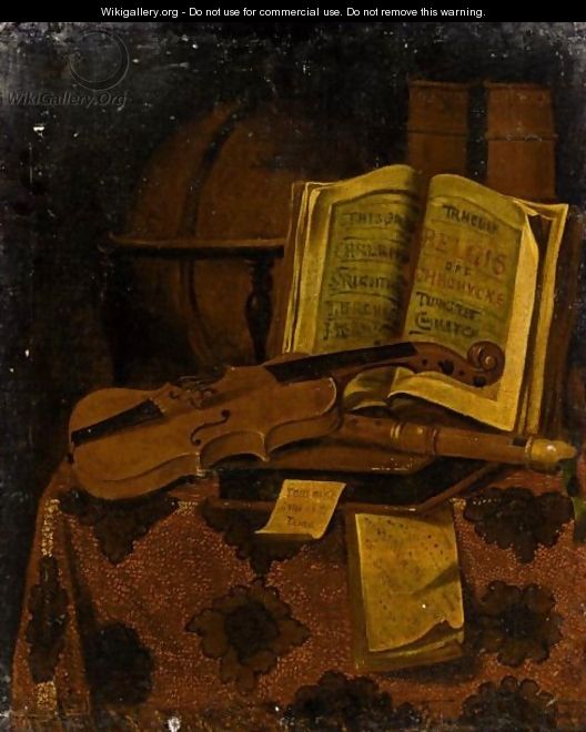 Still Life With A Violin - (after) Edwart Collier