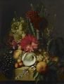 Flowers And Fruit On A Ledge - Jean-Baptiste Robie