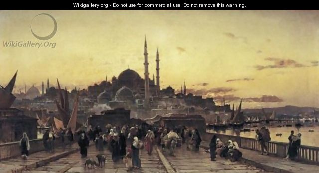 The Galata Bridge And The Yeni Valide Djami, Constantinople - Hermann David Solomon Corrodi