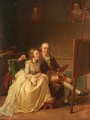 Self Portrait Of The Artist And His Wife, Rosine Doschel, Both Seated At An Easel - (after) Jens Juel
