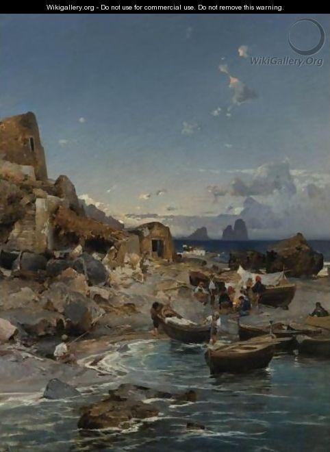 A Fishing Village On The Neapolitan Coast - Franz Theodor Aerni