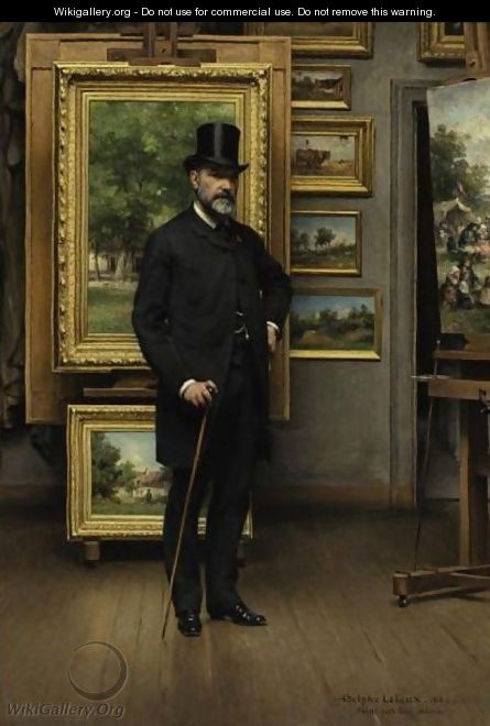 Self Portrait In A Picture Gallery - Adolphe Pierre Leleux