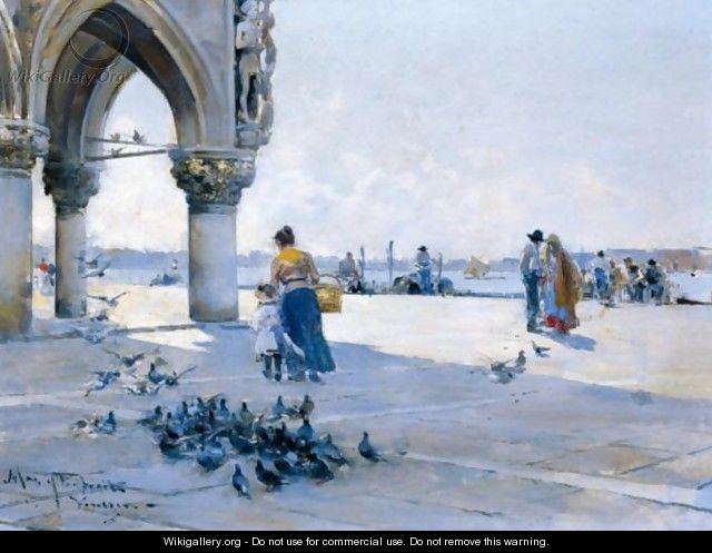 Feeding The Pigeons, Venice - Arcadio Mas Y Fondevila