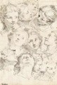 Sheet Of Studies Of Female Heads - Francesco Fontebasso