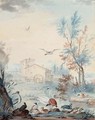 A River Landscape With A Watermill, A Swan And Other Waterbirds In The Foreground - Aert Schouman