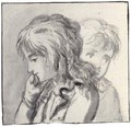 Study Of The Heads Of Two Children - Anthonie Andriessen