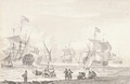 Coastal Landscape With Shipping And Men Loading Barrels - Cornelius van Noorde