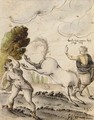 A Kicking Horse And Two Men - Johann Schlankhwein