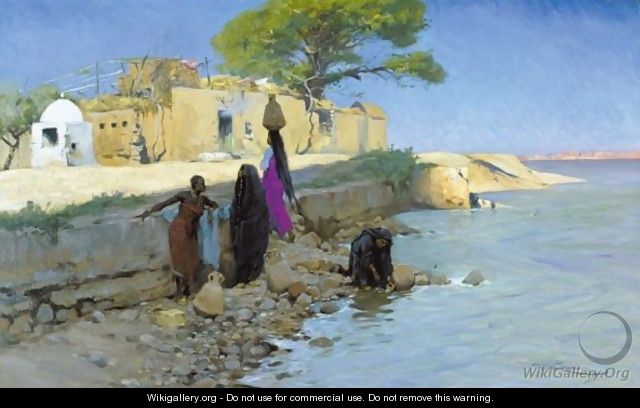 Washerwomen On The Nile - Wilhelm Kuhnert