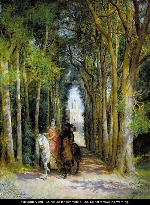El Paseo De Los Amantes (Lovers On Horseback) - Ignacio Leon y Escosura