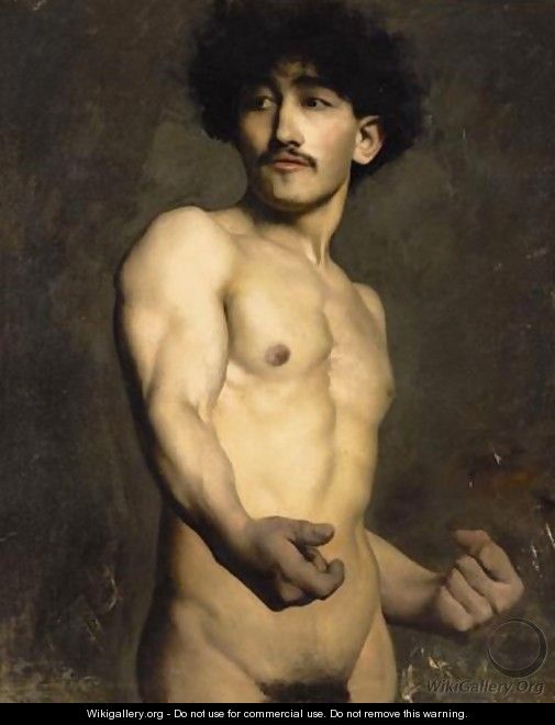 Academic Study Of A Male Nude - Ecole Francaise, Xixeme Siecle