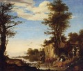 A River Landscape With A Shepherd With His Herd On A Path Conversing With A Woman - Arie de Vois