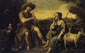 A Shepherd Playing A Flute With A Shepherdess Listening - Netherlandish School