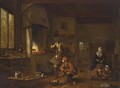 Al Ghemist An Alchemist's Study With Figures Near A Fireplace - Netherlandish School