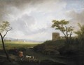 Paesaggio Della Campagna Romana Con Figure, Animali E Un Castello - (after) Hendrik Frans Van Lint (Studio Lo)