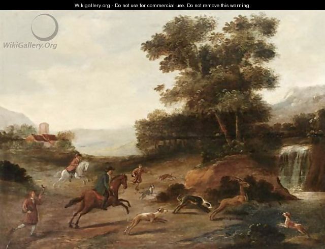 A Landscape With Sportsmen Together With Their Hounds Hunting A Deer - (after) Jan Wyck