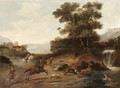 A Landscape With Sportsmen Together With Their Hounds Hunting A Deer - (after) Jan Wyck