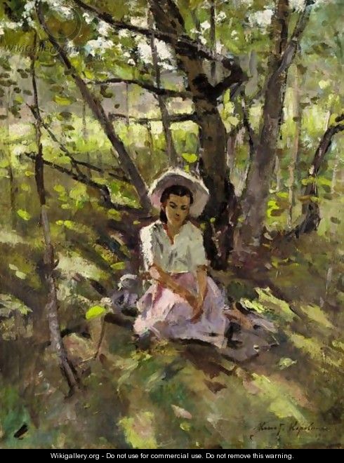 Young Woman In The Dappled Shade - Russian School