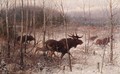 Elks In A Birch Wood - Efim A. Tikhmenev