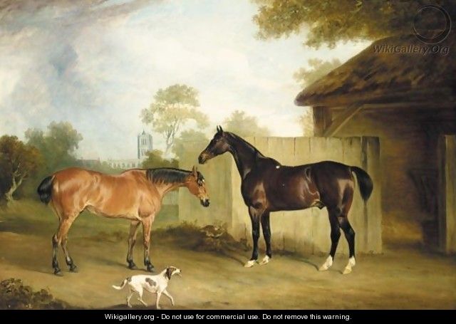 Two Hunters, Eventful And Ranksbro, The Property Of William Massey Stanley, With A Dog - John Ferneley, Snr.