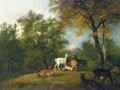 Red Deer Grazing Beneath Trees - (after) George Barret
