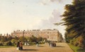 Hampton Court Palace, With Elegant Company Promenading In The Foreground - George Hilditch