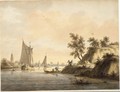 The River Maas With Fishingboats Returning, A Church In The Background - Nicolaas Wicart
