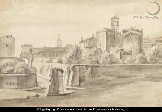 View Of Rome, With The Arch Of Titus, Via Sacra, Capitol And Santa Francesca Romana - (after) Jacob De Heusch