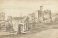 View Of Rome, With The Arch Of Titus, Via Sacra, Capitol And Santa Francesca Romana - (after) Jacob De Heusch