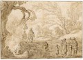 Wooded Landscape With Riders Approaching A Group Of Gypsies - Esaias Van De Velde