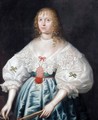 Portrait Of A Lady With A Lace Trim Dress - English School