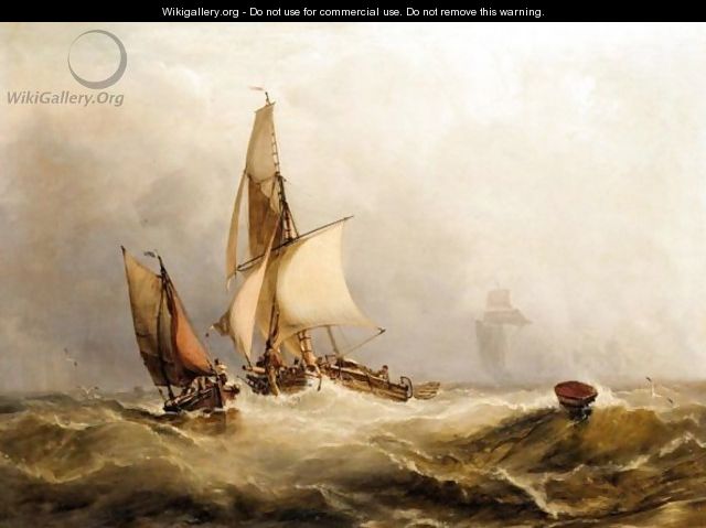 Sailing Boats In Stormy Seas - (after) George Chambers