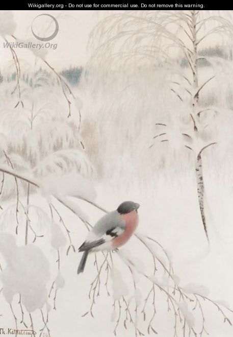 A Chaffinch In Snow - Theodor Kittelsen