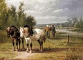 Landscape With Horses And Figures - Jules Jacques Veyrassat