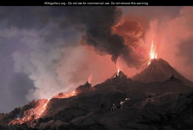 Landscape With Volcanos Erupting - Camillo da Vito