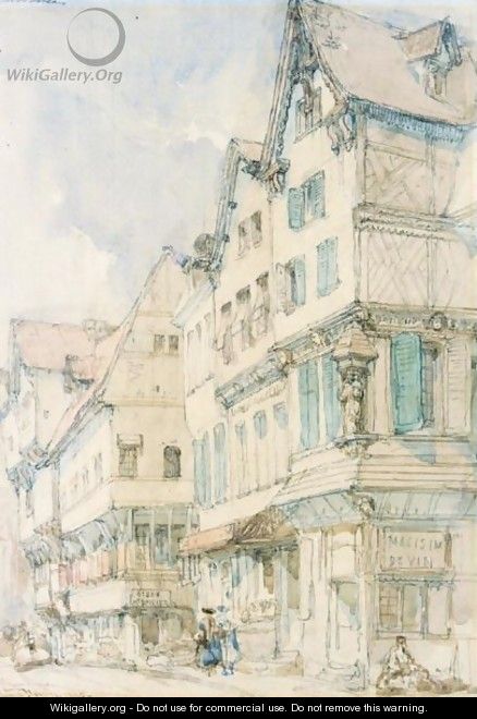 Figures On A Street In Abbeville, France - David Roberts