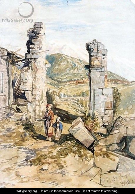 Figures By Classical Ruins On Mount Athos, Lycia - William James Muller