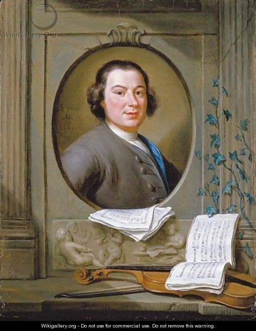 An Allegorical Portrait Of The Composer Anton Wilhelm Solnitz - Hieronymus Van Der Mij