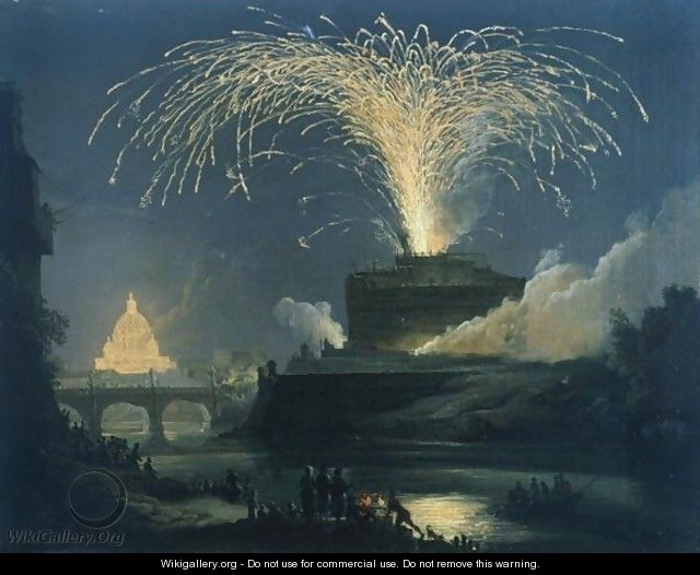 Rome Fireworks (La Girandola) Over Castel Sant