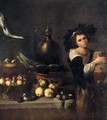A Kitchen Still Life With A Servant Boy Holding A Cask Of Wine Beside A Table Laden With Fruit, Vegetables And Fish - (after) Michelangelo Merisi Da Caravaggio