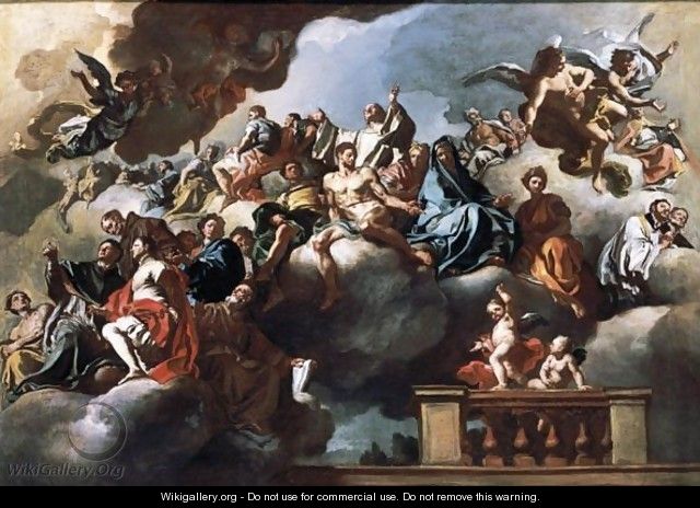 Saints And Prophets In Glory With Putti - Francesco Solimena