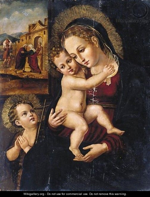 The Virgin And Child With The Infant Saint John The Baptist, The Meeting At The Golden Gate Beyond - (after) Antonio Vazquez