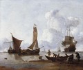 Fishermen Unloading Their Catch On The Shore, Moored Fishing Boats And Dutch Men-O'-War At Anchor Beyond - Wigerus Vitringa