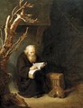 A Hermit Writing In His Book - Abraham de Pape