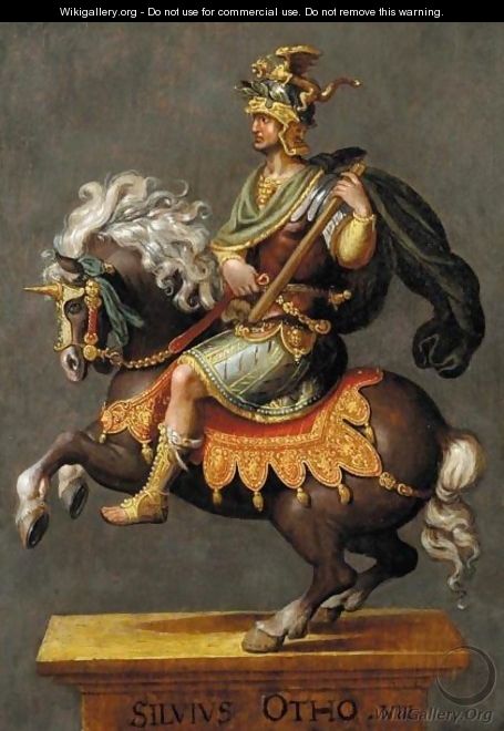 An Equestrian Portrait Of Emperor Salvius Otto (Ad 32-69) On Horseback - (after) Antonio Tempesta
