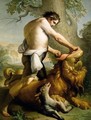 Samson Slaying The Lion - Italian School