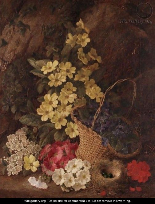 Still Life Of Flowers In Basket - George Clare