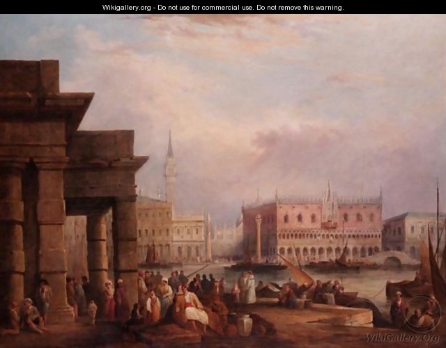 The Doges Palace, Venice From The Dogana - (after) Edward Pritchett