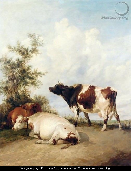 Three Cows In A Meadow - Thomas Sidney Cooper