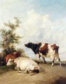 Three Cows In A Meadow - Thomas Sidney Cooper